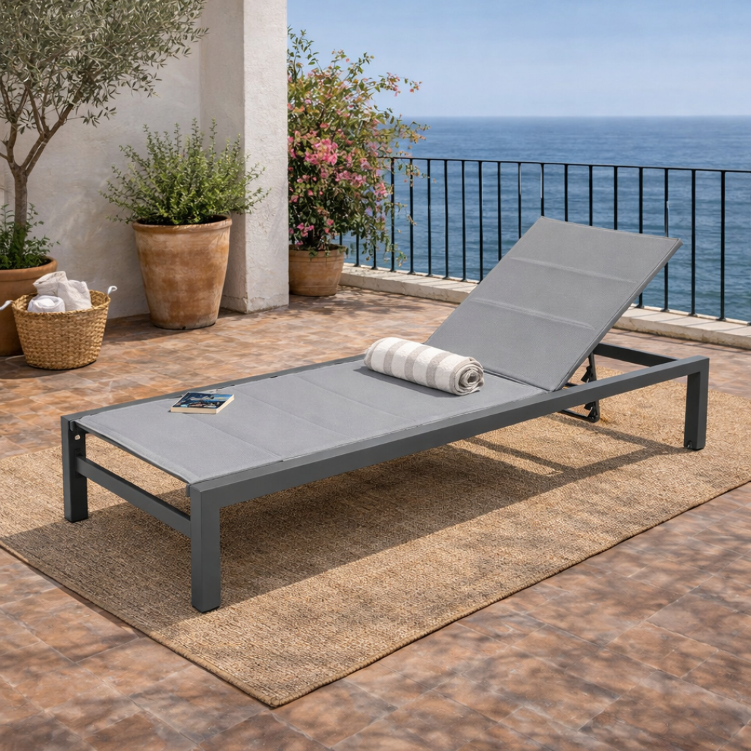 Aluminium Sunlounger on a mediterranean terrace