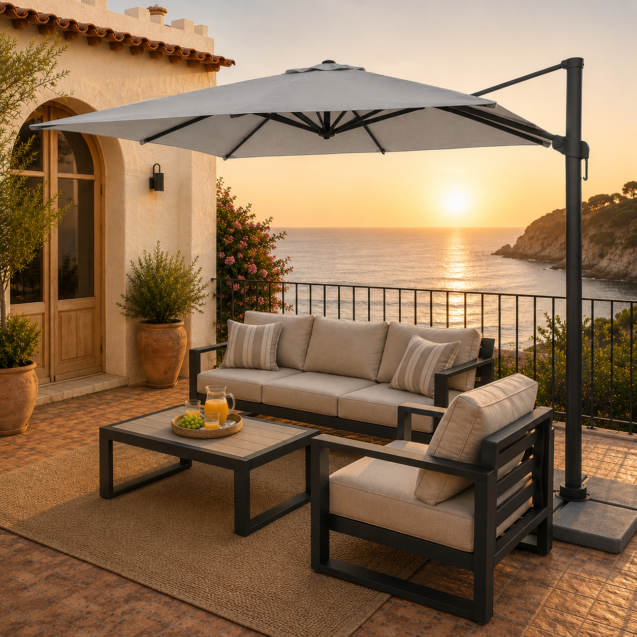 Charcoal & Grey Outdoor Umbrella by Dumas Design Garden Furniture in Benissa on the Costa Blanca in Spain