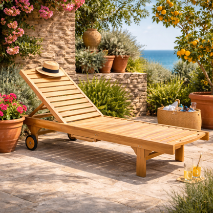Teak Sun Lounger.