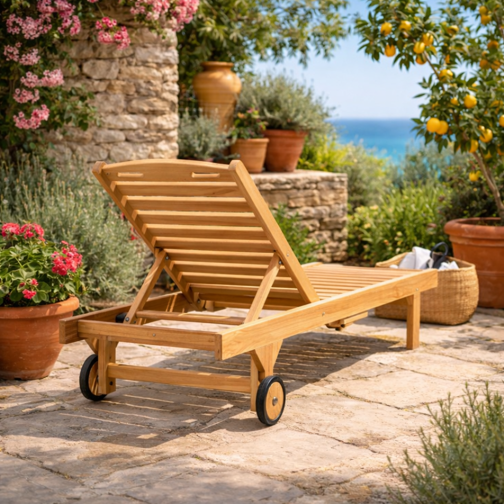 Teak Sun Lounger.
