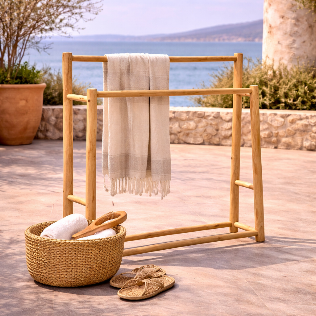 Teak Towel Hanger.