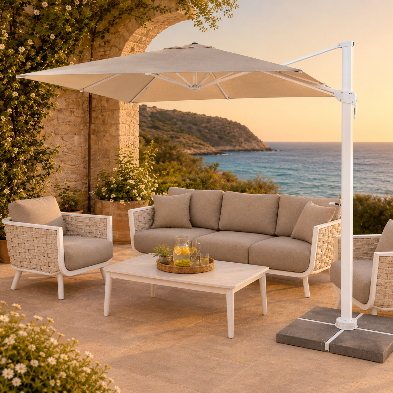 Lateral Umbrella Square Garden Umbrella By Dumas Design in Benissa.