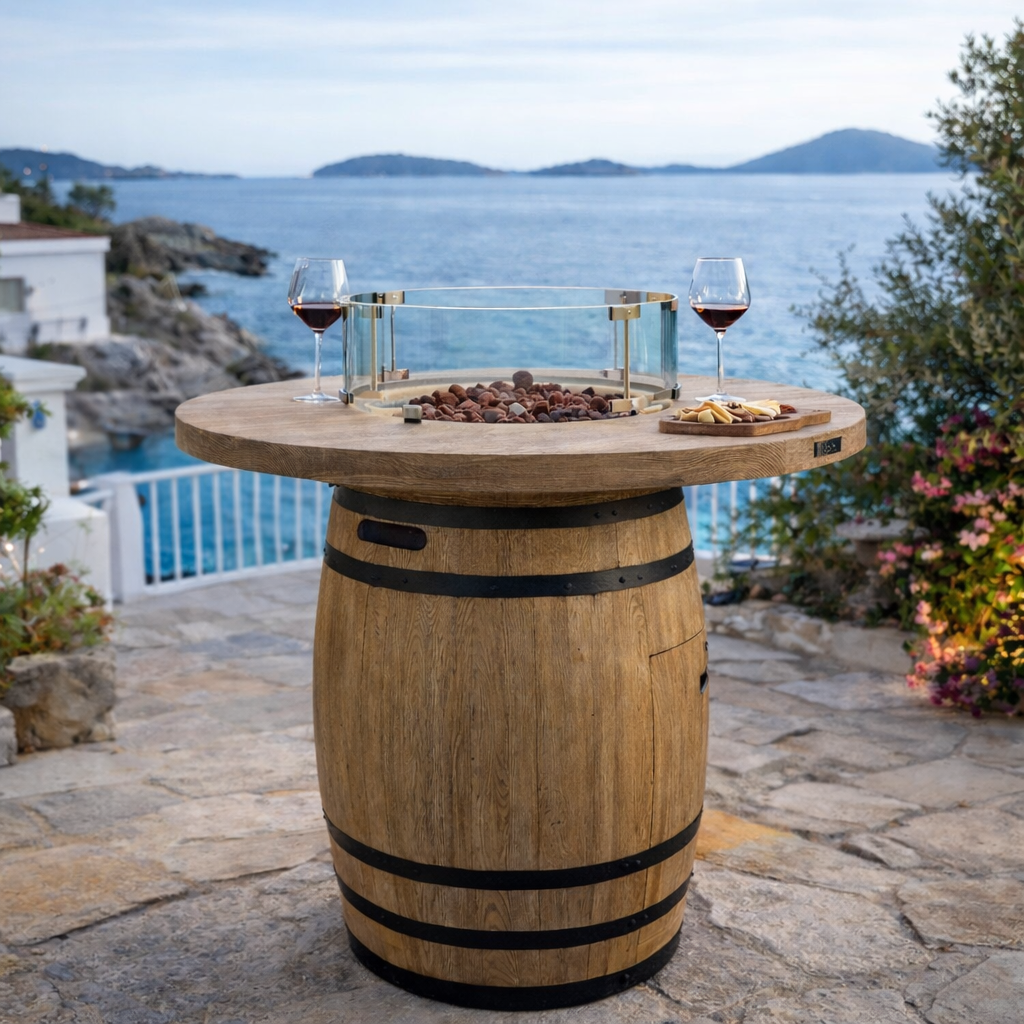Gas Fire Pit Barrel Table.