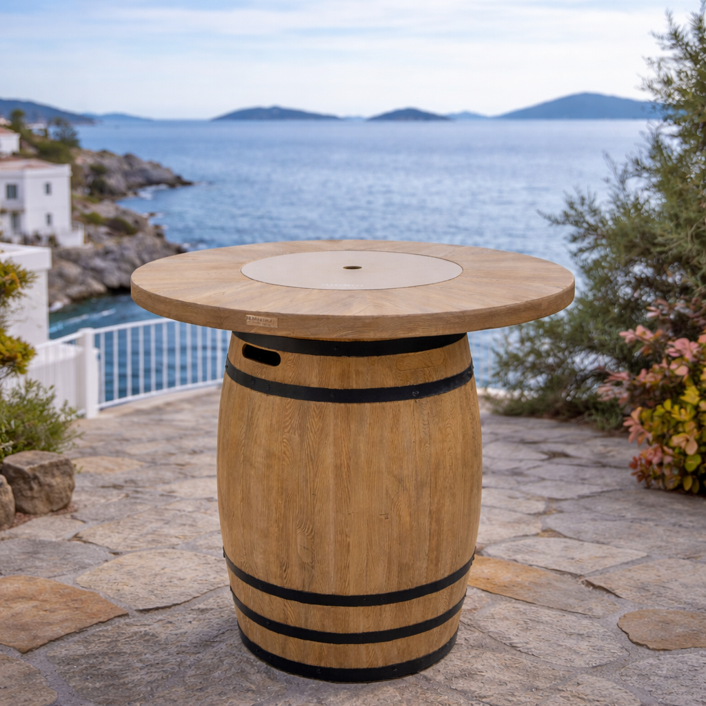 Gas Fire Pit Barrel Table.