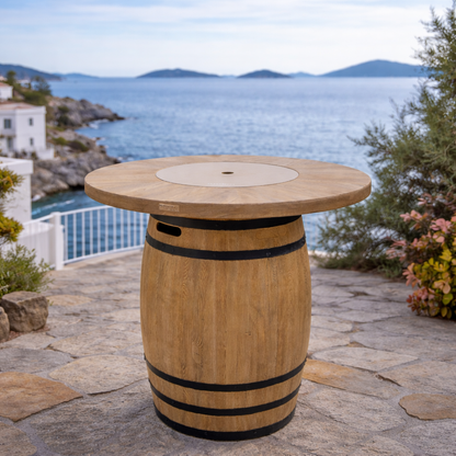 Gas Fire Pit Barrel Table.