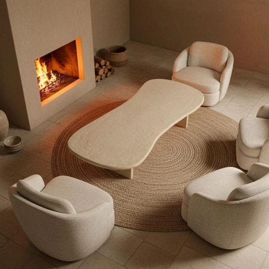 Microcement Center Table Bone