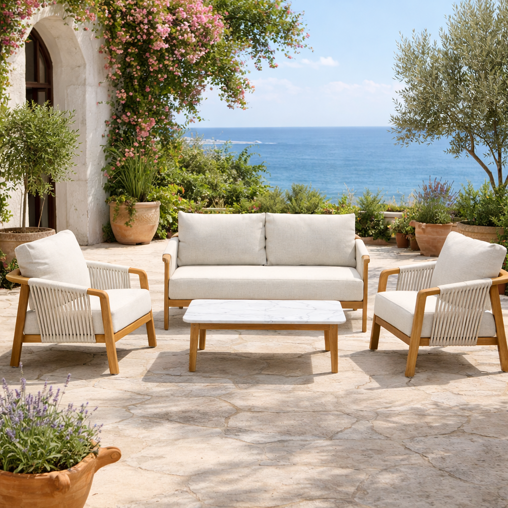 wood look aluminium sofa set