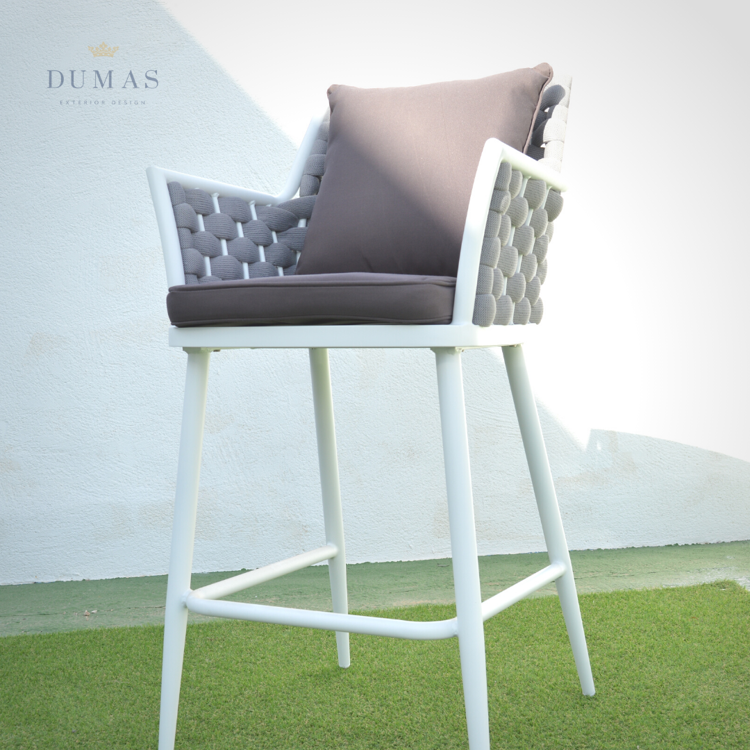 Dark Khaki Premium Rope Stool | Horizontal Weaving