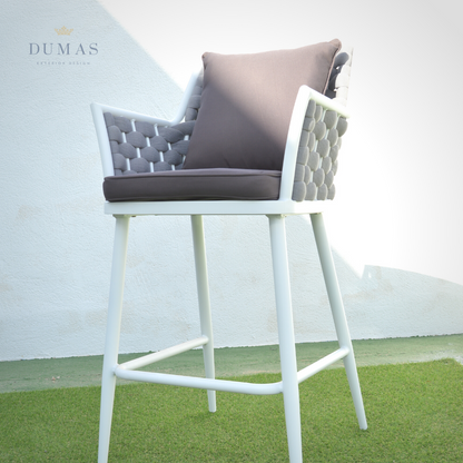 Dark Khaki Premium Rope Stool | Horizontal Weaving