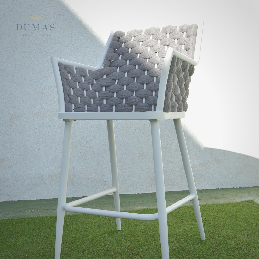 Dark Khaki Premium Rope Stool | Horizontal Weaving