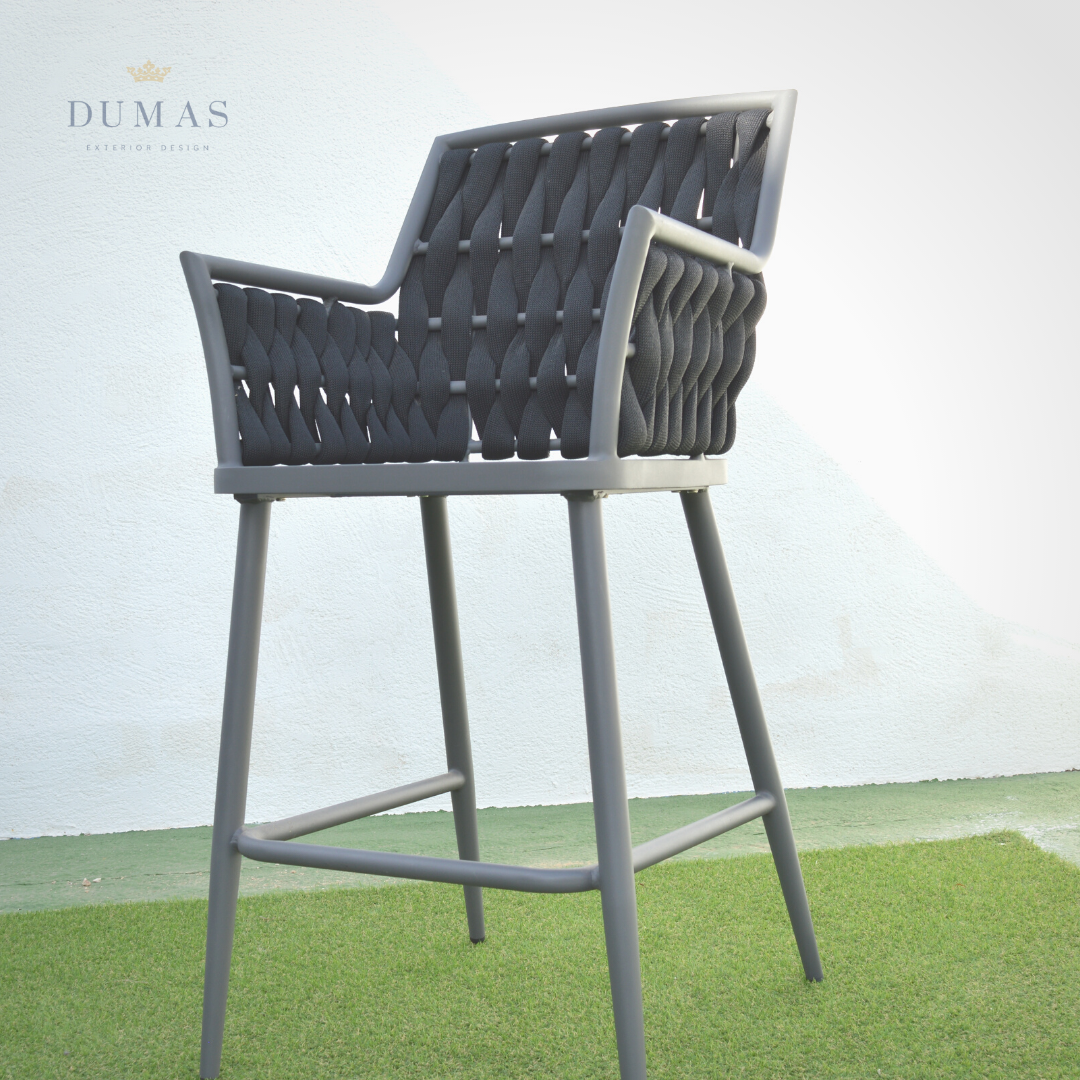 Deep Sky Blue Premium Rope Stool | Vertical Weaving