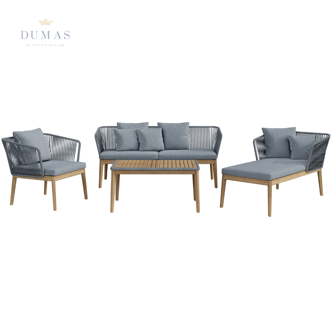 Slate Gray Suar & Rope Lounge Set