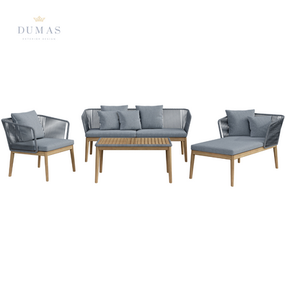 Slate Gray Suar & Rope Lounge Set