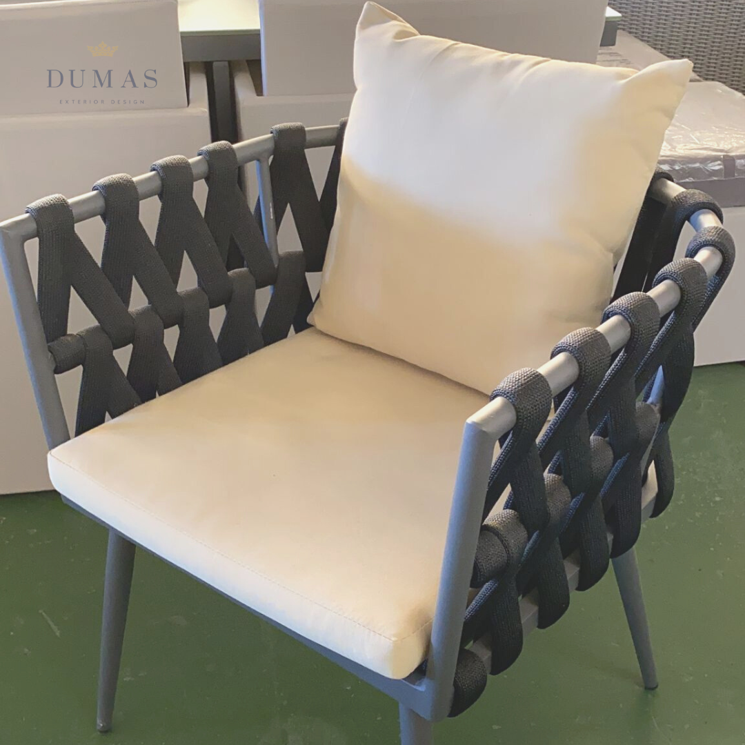 Tan Premium Rope Chair | Vertical Weaving- High Arm Rest